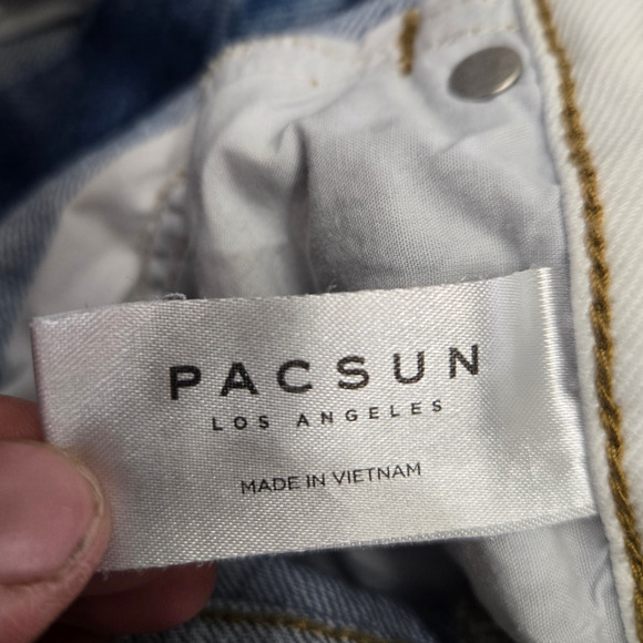 PacSun Two Toned Mom Short Denim Shorts Blue Cream Contrast Shorts Size 26 - Picture 4 of 7